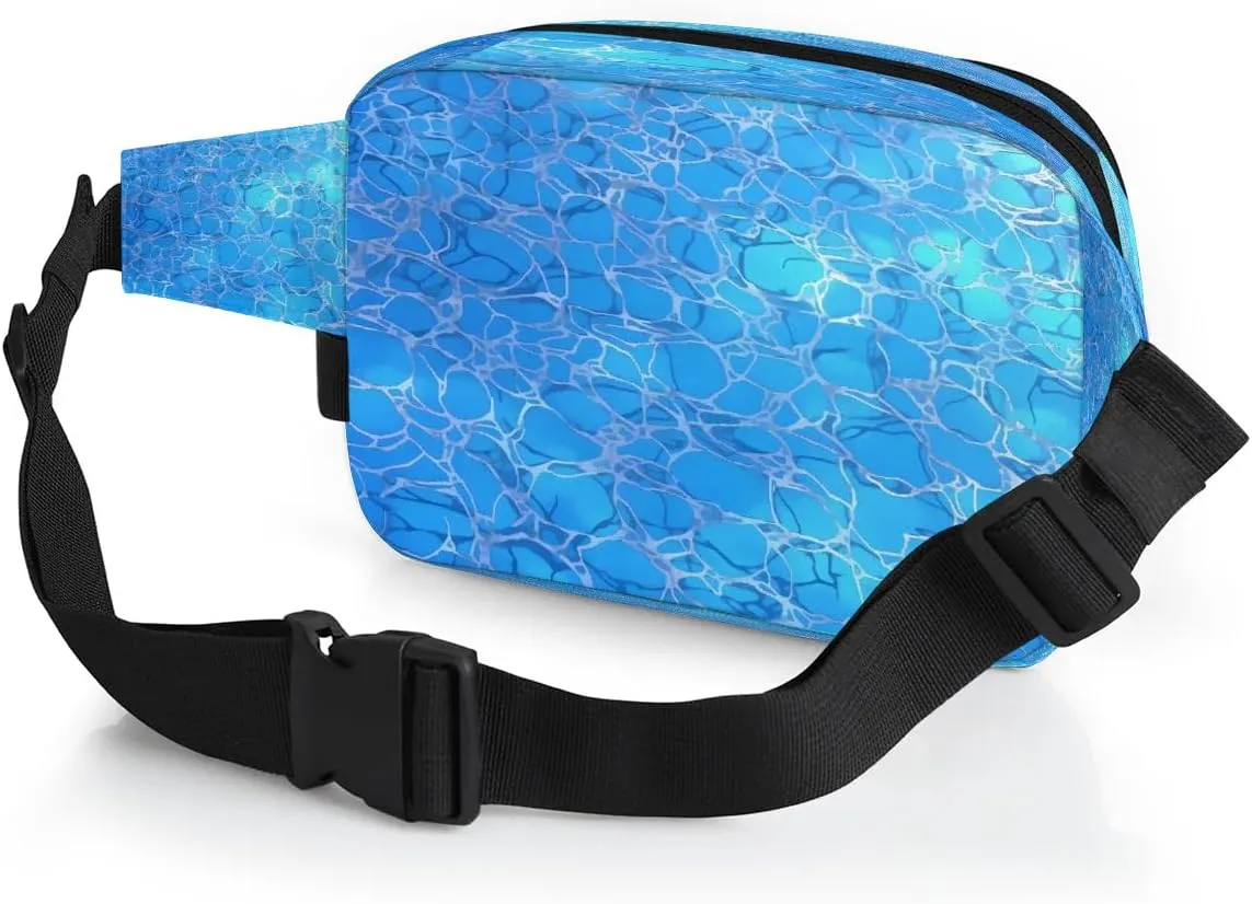 Blue Debris Men's and Women's Waist Pack Crossbody Blue Gradient Tone Waist Pack Running Strap, Adjustable Shoulder Strap - For Hiking and Running Exercise Fitness