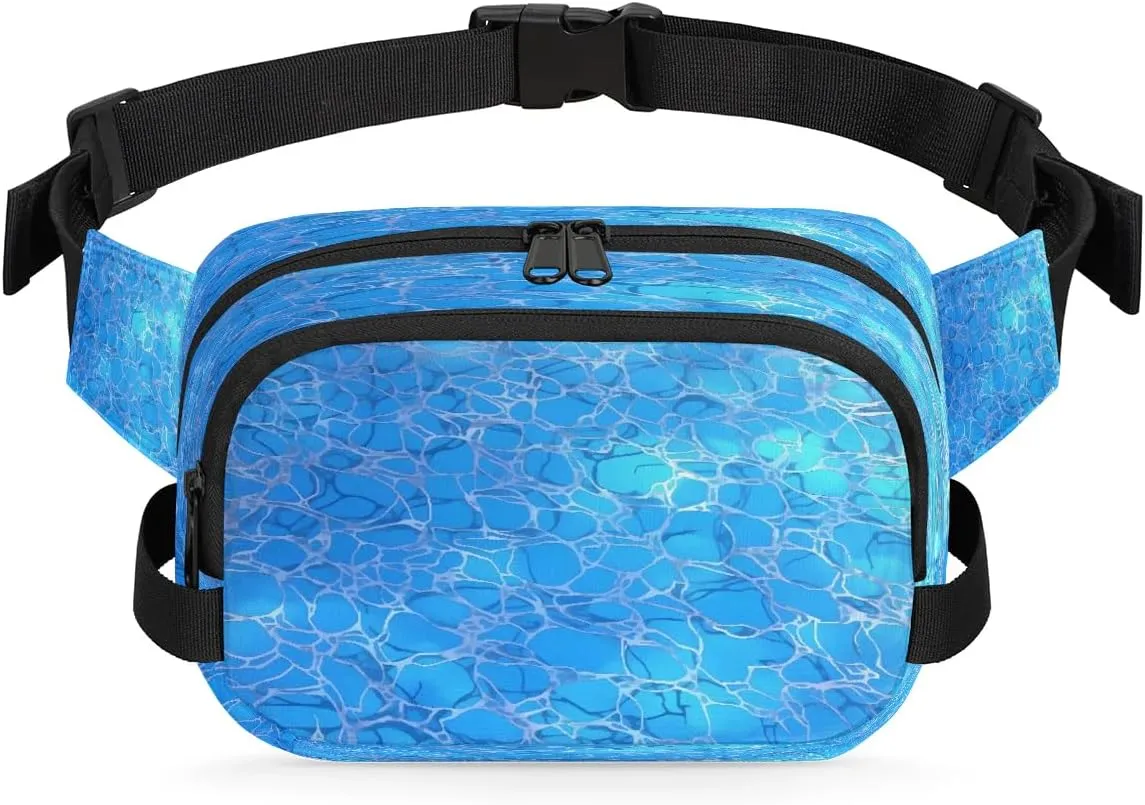 Blue Debris Men's and Women's Waist Pack Crossbody Blue Gradient Tone Waist Pack Running Strap, Adjustable Shoulder Strap - For Hiking and Running Exercise Fitness
