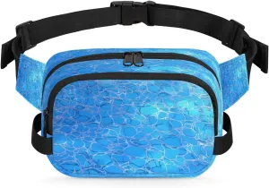 Blue Debris Men's and Women's Waist Pack Crossbody Blue Gradient Tone Waist Pack Running Strap, Adjustable Shoulder Strap - For Hiking and Running Exercise Fitness