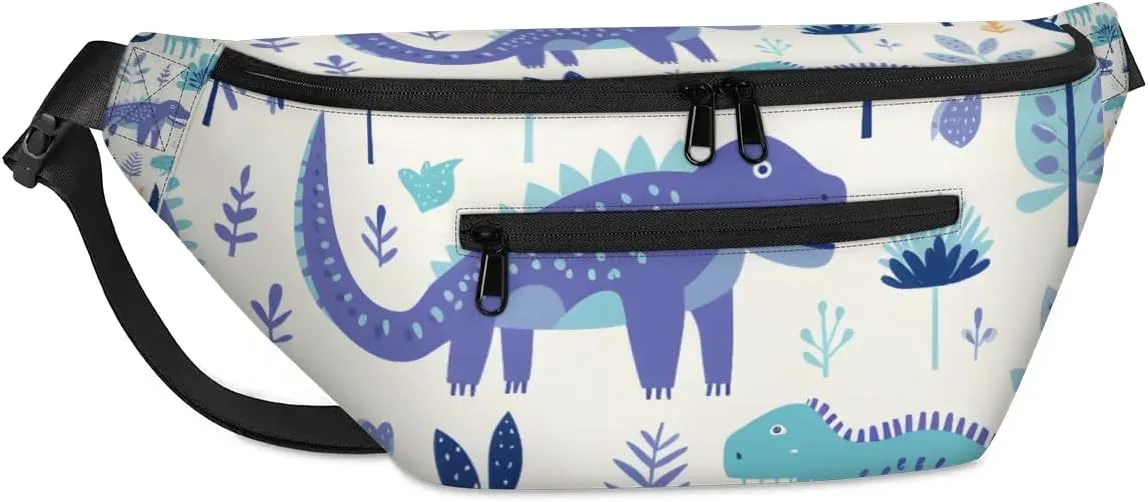 Blue Dinosaur Sling Bag Crossbody Backpack Chest Daypack for Women Sport Travel Hiking Casual Bag Multipurpose Waist Pack With Zipper Closure Adjustable Strap Shoulder Bag