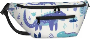 Blue Dinosaur Sling Bag Crossbody Backpack Chest Daypack for Women Sport Travel Hiking Casual Bag Multipurpose Waist Pack With Zipper Closure Adjustable Strap Shoulder Bag