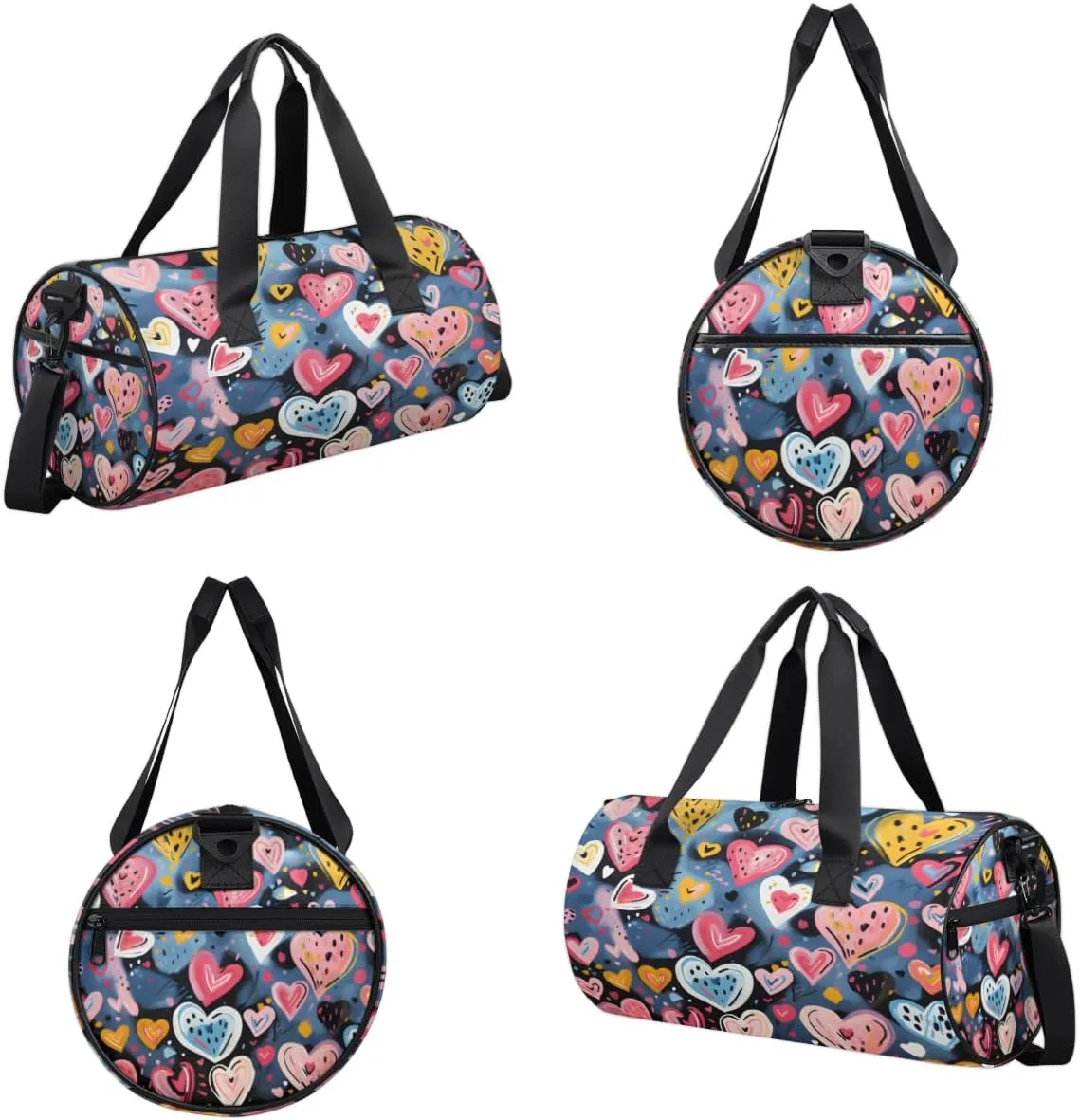 Blue Heart Cluster Sports Duffel Bag with Shoulder Strap, Large Capacity Gym Bag with Shoe Compartment, Water Resistant Travel Duffle Bag for Men Women Travel, Sports (17.6x9x9 Inch)