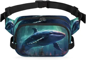 Blue Whale Men's and Women's Waist Pack Crossbody Mammal Whale Waist Pack Running Strap, Adjustable Shoulder Strap - For Hiking and Running Exercise Fitness