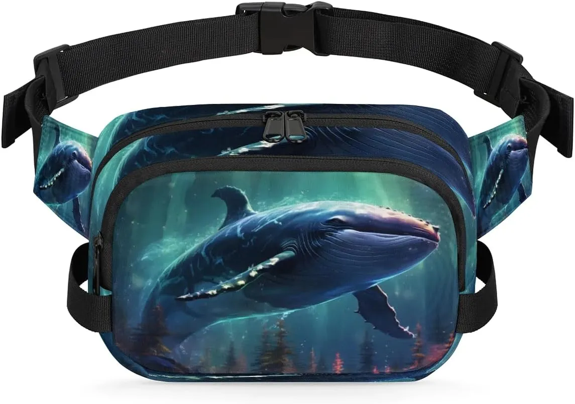 Blue Whale Men's and Women's Waist Pack Crossbody Mammal Whale Waist Pack Running Strap, Adjustable Shoulder Strap - For Hiking and Running Exercise Fitness