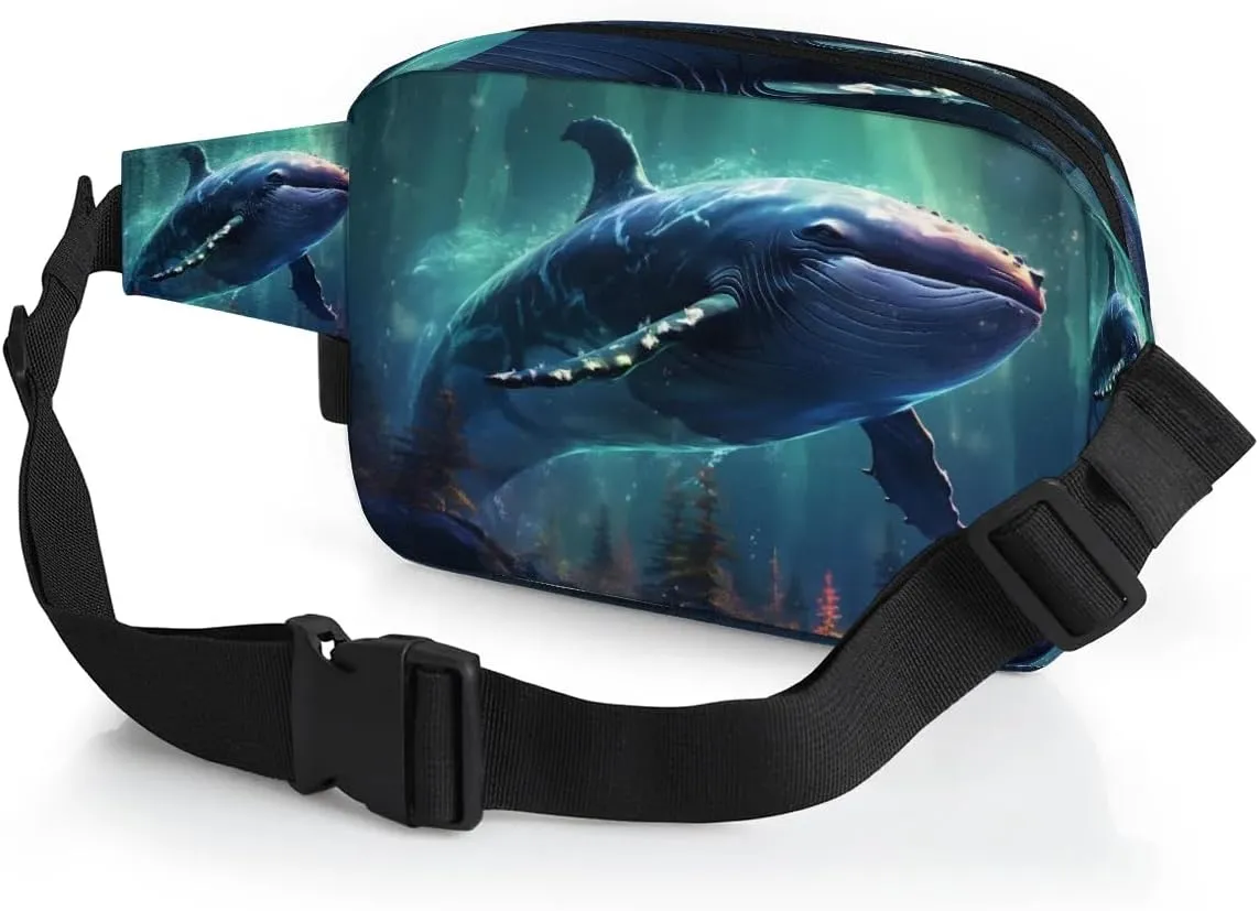 Blue Whale Men's and Women's Waist Pack Crossbody Mammal Whale Waist Pack Running Strap, Adjustable Shoulder Strap - For Hiking and Running Exercise Fitness