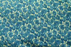 Blue Winter Rose #2 White Patchwork / Craft Fabric SOLD OUT