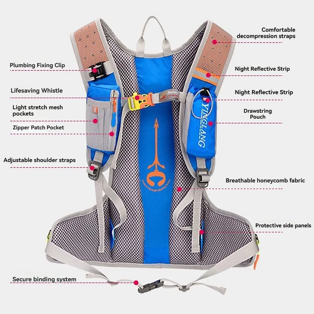BlueField Lightweight Hydration Backpack Hiking Water Backpack Women Men Hydration Pack for Travel, Biking, Running