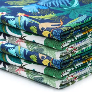 Boao 3 Pieces 3 Yards 62 Inch Wide Floral Cotton Fabric Tropical Rainforest Pattern Flowers Print Quilting Fabric Bundle for Mother's Day Quilting Sewing Crafting DIY Making
