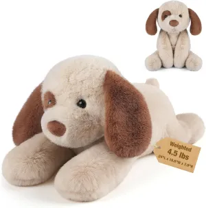 Bobbie & Laxi 24" & 4.5 lbs Weighted Dog Stuffed Animal, Adjustable Sitting & Laying Plush Toy Pillows with Removable Ceramsite Bag for Companion, Cuddly & Soft Gifts for Adults, Kids, Boys and Girls