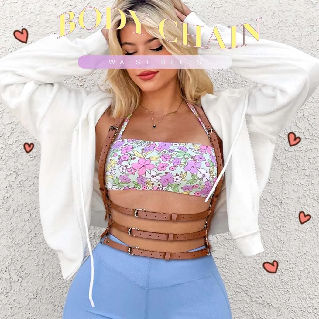BODIY Plus Size Harness Punk Leather Harness Belts Women Fashion Rave Body Harness