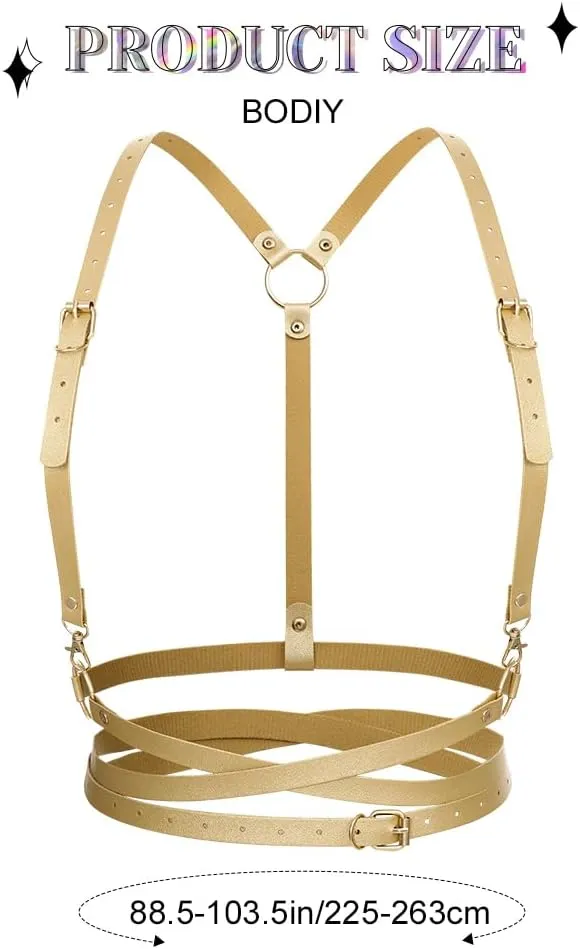 BODIY Women Fashion Harness Plus Size Harness Belt Punk Loop Waist Belt Rave Rock Leather Belts for Women