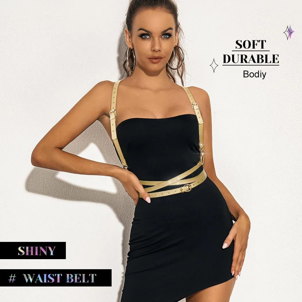 BODIY Women Fashion Harness Plus Size Harness Belt Punk Loop Waist Belt Rave Rock Leather Belts for Women