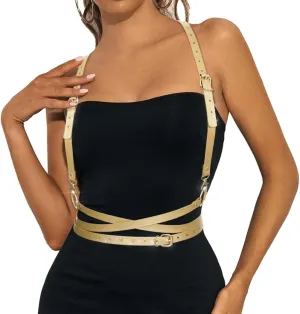 BODIY Women Fashion Harness Plus Size Harness Belt Punk Loop Waist Belt Rave Rock Leather Belts for Women