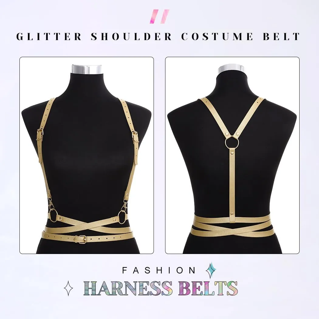 BODIY Women Fashion Harness Plus Size Harness Belt Punk Loop Waist Belt Rave Rock Leather Belts for Women