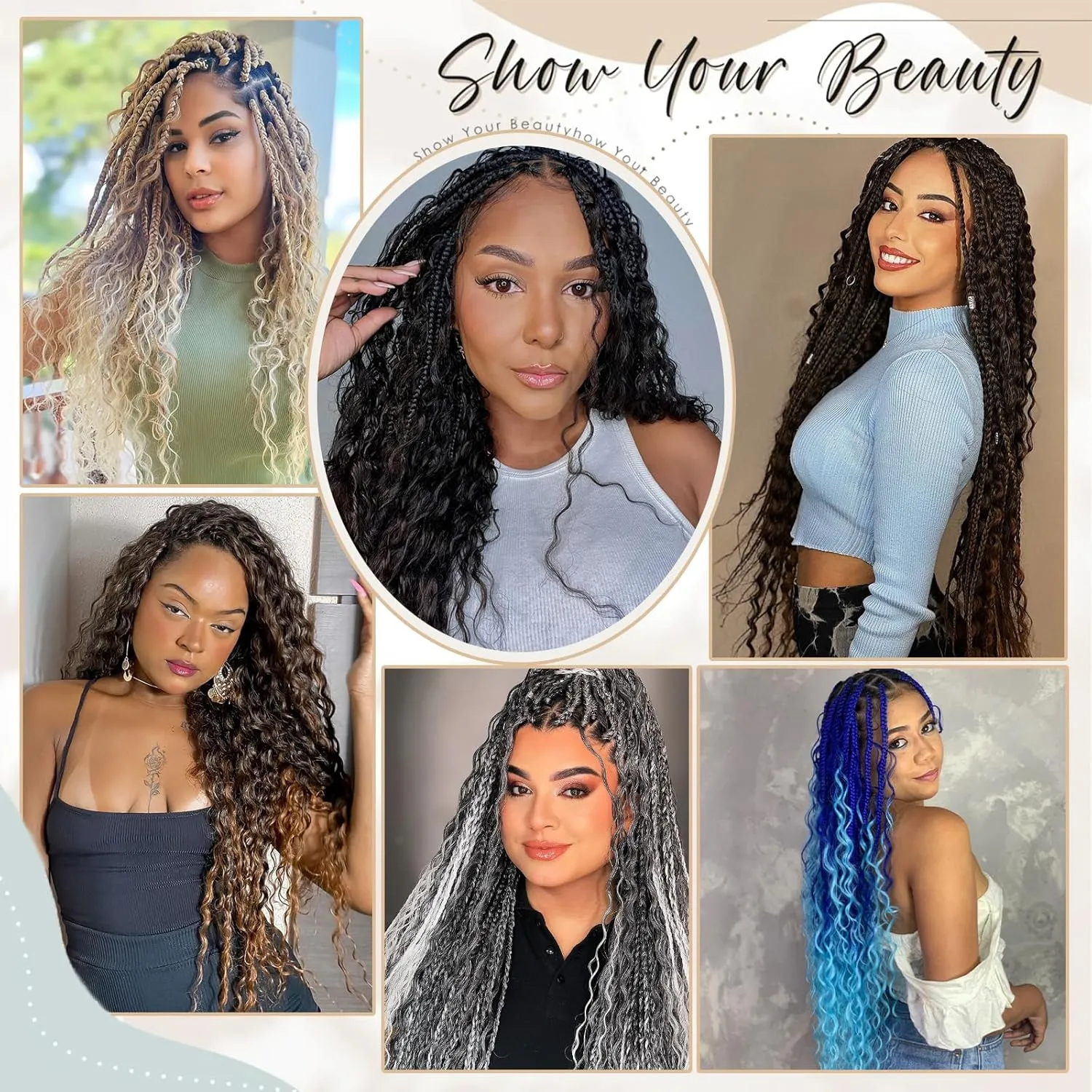 Boho Braids Crochet Hair 18 Inch Bohemian Crochet Box Braids With Curly Ends Dark Brown Goddess Box Braids Crochet Hair for Women 4# Color Crochet Braids Extensions