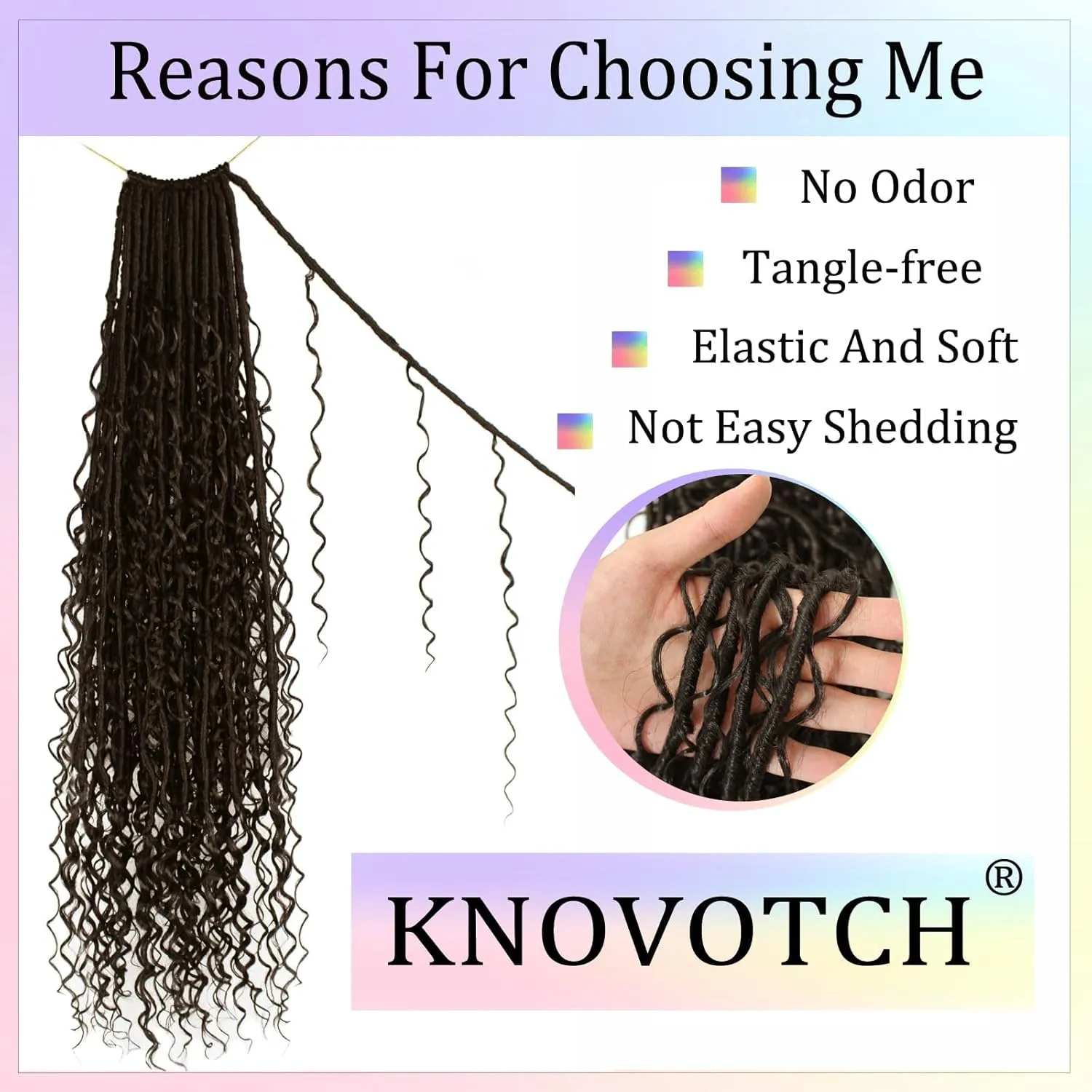 Boho Faux Locs Crochet Hair 18 Inch Goddess Locs 8 Packs Boho Soft Crochet Locs Hair with Curly Ends Pre-looped Long Bohemian River Locs Crochet Hair for Black Women(18Inch,#4)