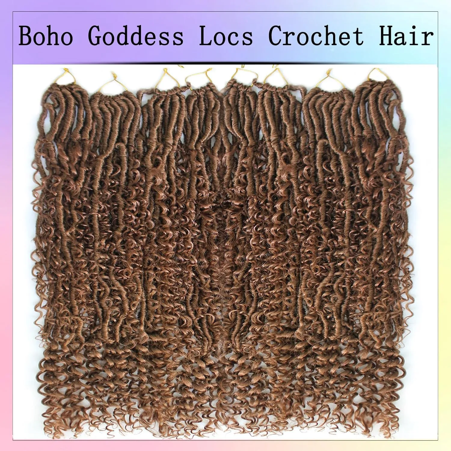 Boho Faux Locs Crochet Hair 24 Inch Goddess Locs 8 Packs Boho Soft Crochet Locs Hair with Curly Ends Pre-looped Long Bohemian River Locs Crochet Hair for Black Women(24Inch, 30#)