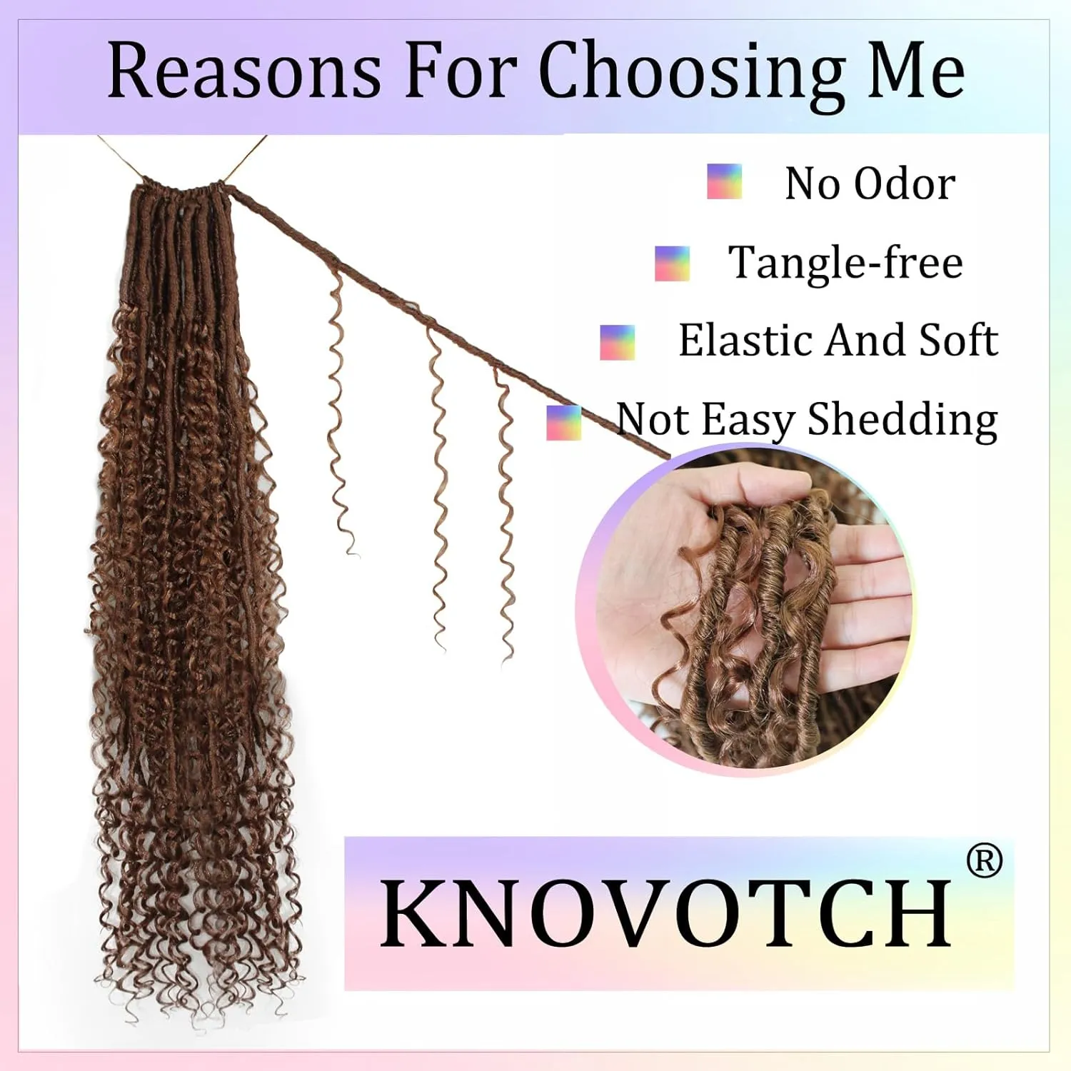 Boho Faux Locs Crochet Hair 24 Inch Goddess Locs 8 Packs Boho Soft Crochet Locs Hair with Curly Ends Pre-looped Long Bohemian River Locs Crochet Hair for Black Women(24Inch, 30#)