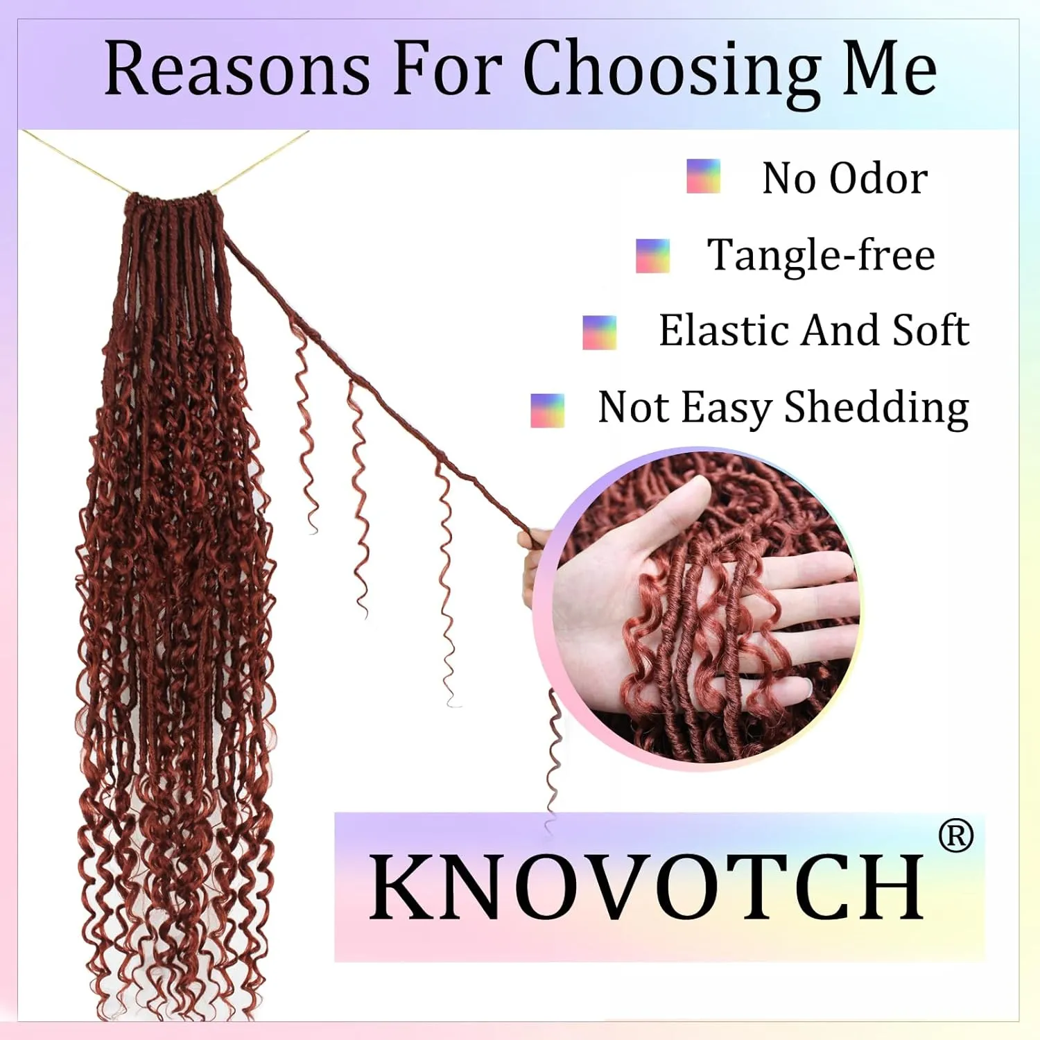 Boho Faux Locs Crochet Hair 24 Inch Goddess Locs 8 Packs Boho Soft Crochet Locs Hair with Curly Ends Pre-looped Long Bohemian River Locs Crochet Hair for Black Women(24Inch,350#)