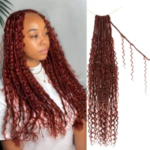 Boho Faux Locs Crochet Hair 24 Inch Goddess Locs 8 Packs Boho Soft Crochet Locs Hair with Curly Ends Pre-looped Long Bohemian River Locs Crochet Hair for Black Women(24Inch,350#)