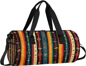 Boho Pattern Streak Travel Gym Bag Waterproof Sport Dance Bag for Women Men Portable Gymnastics Duffel Bags Canvas Tote Carry on Handbag for Workout Overnight Weekender