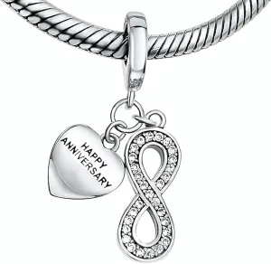 Bolenvi Happy Anniversary & Infinity Forever Love Dangle Pendant, Mother's Day Charm, Omni Clasp Clip on 925 Sterling Silver Charms Compatible with Pandora & Similar Bracelets & Necklaces