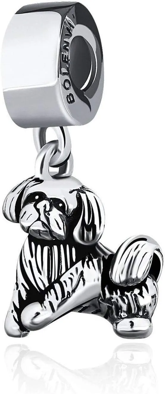Bolenvi ShihTzu Shih Tzu Dog Charm for Mother's Day, Omni Clasp Clip on Dangle Pendant Compatible with Pandora & Similar Bracelets, Necklaces & DIY Jewelry, 925 Sterling Silver Charms