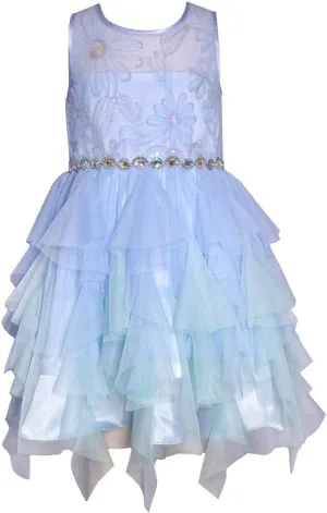Bonnie Jean Girls 3M-16 Sequins Bodice Fairy Hem Mesh Dress