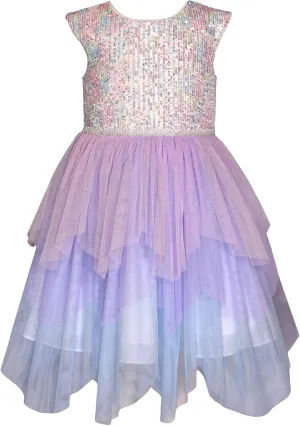 Bonnie Jean Girls 3M-16 Sequins Bodice Fairy Hem Mesh Dress