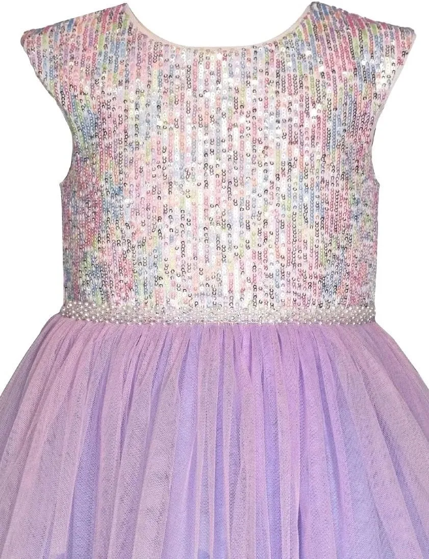 Bonnie Jean Girls 3M-16 Sequins Bodice Fairy Hem Mesh Dress