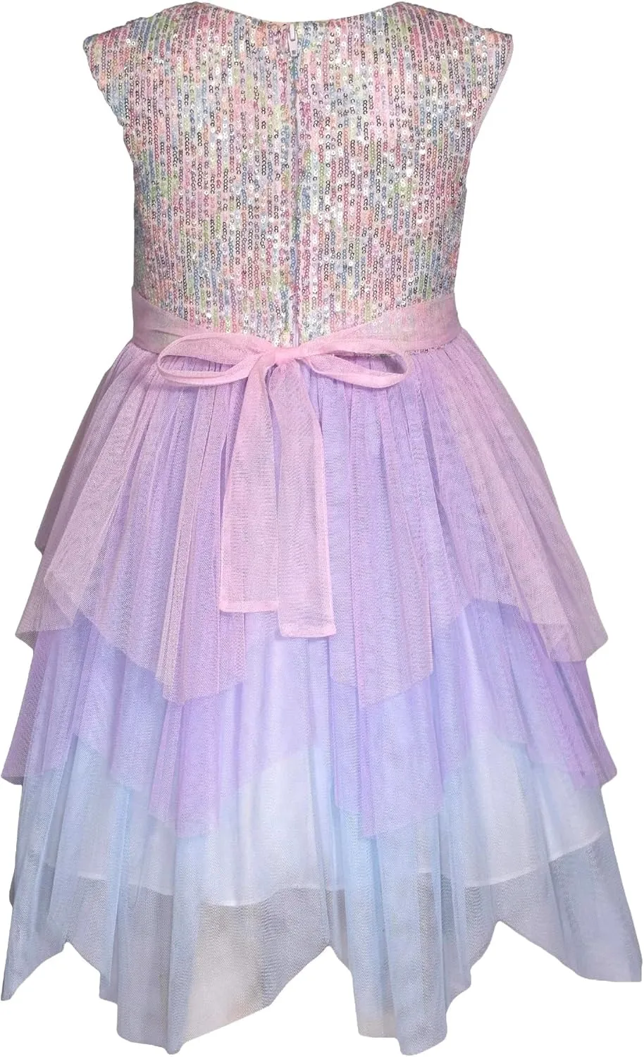 Bonnie Jean Girls 3M-16 Sequins Bodice Fairy Hem Mesh Dress