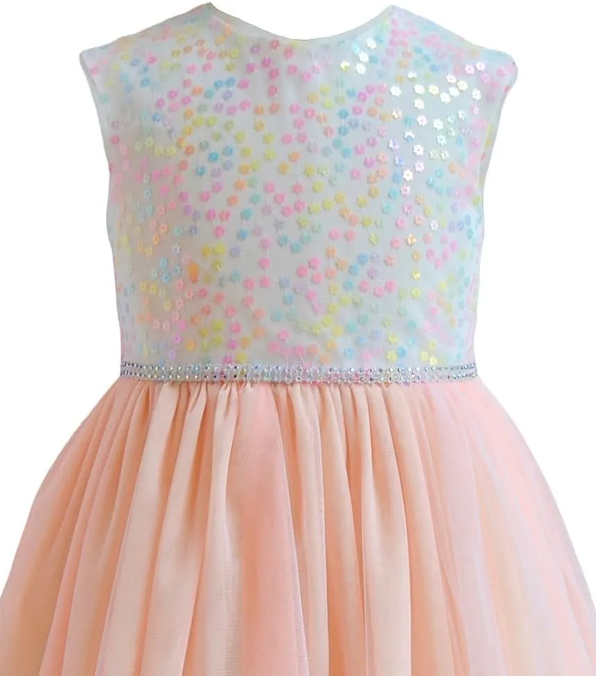 Bonnie Jean Girls 3M-16 Sequins Bodice Fairy Hem Mesh Dress