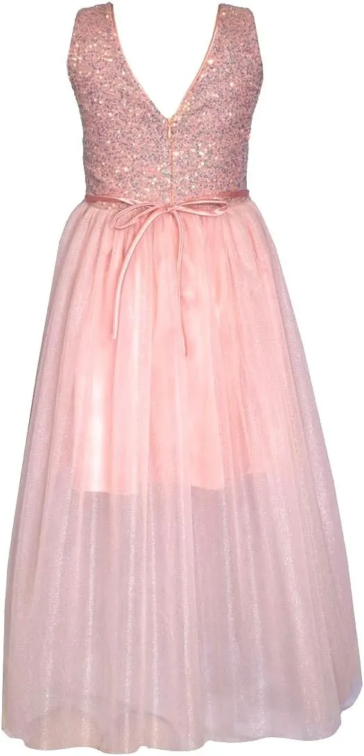 Bonnie Jean Girls 7-16 Embellished Bodice Illusion Mesh Ballgown
