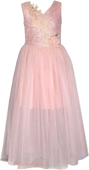 Bonnie Jean Girls 7-16 Embellished Bodice Illusion Mesh Ballgown