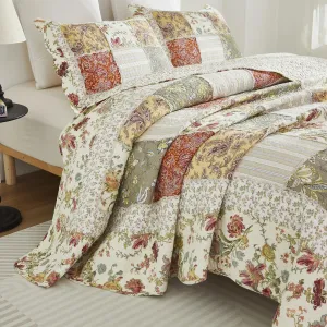 Brandream Queen Size Quilt Set Cotton Luxury Patchwork Quilts Vintage Farmhouse Quilted Comforter Set 3-Piece