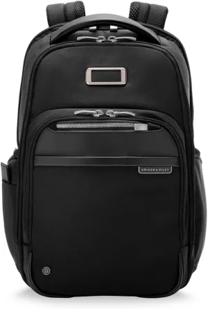 Briggs & Riley Medium Backpack for Women & Men - Daypack for Work, Personal Item Travel Bag, Carry On Size, Lightweight & Durable, Padded Straps, Fits up to 14" Laptop - @work Collection, Black