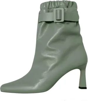 Bright Colored Boots,Belt Buckles,Cowhide Ankle Boots,Square Toe Stiletto High Heel Boots,Suitable for Many Occasions
