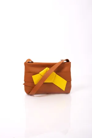 Brown & Yellow Knot Affair Clutch Crossbody