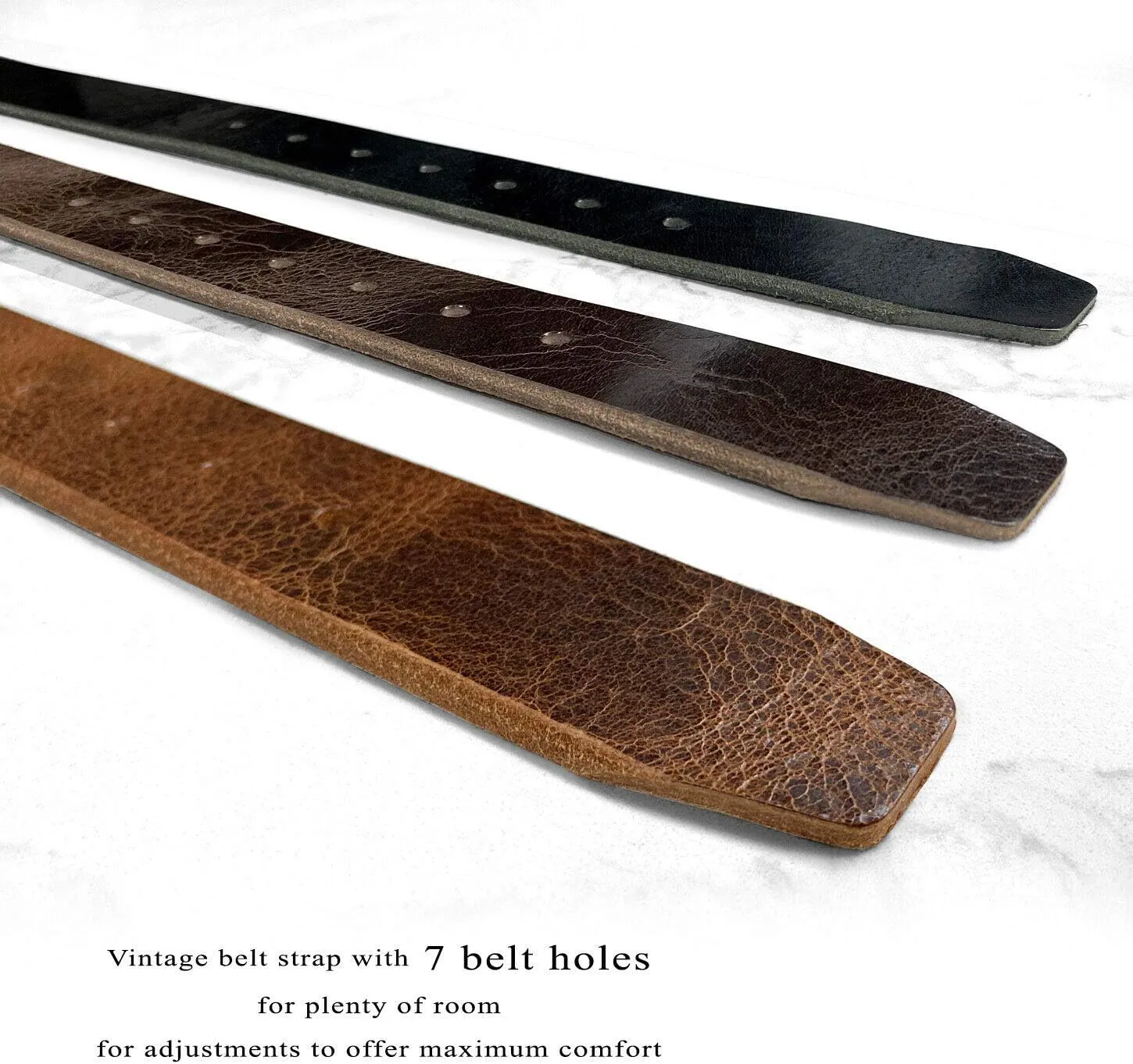 BS304 Genuine Full Grain Vintage Leather Belt Strap or Belt with Buckle_1-1/2"(38mm) wide