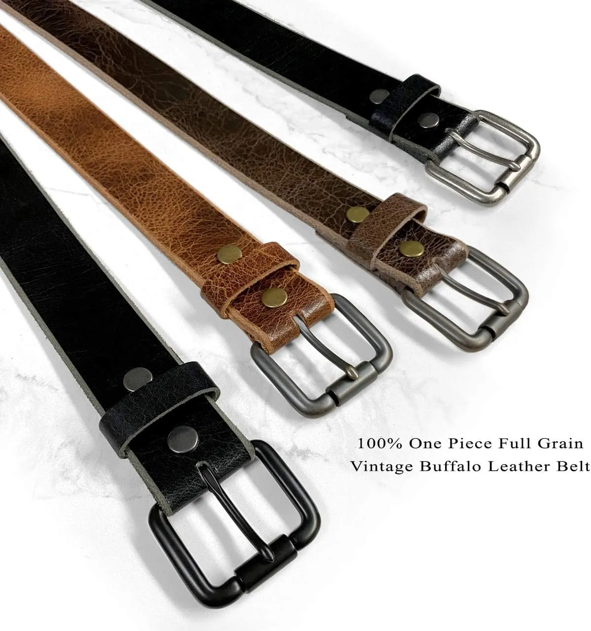 BS304 Genuine Full Grain Vintage Leather Belt Strap or Belt with Buckle_1-1/2"(38mm) wide