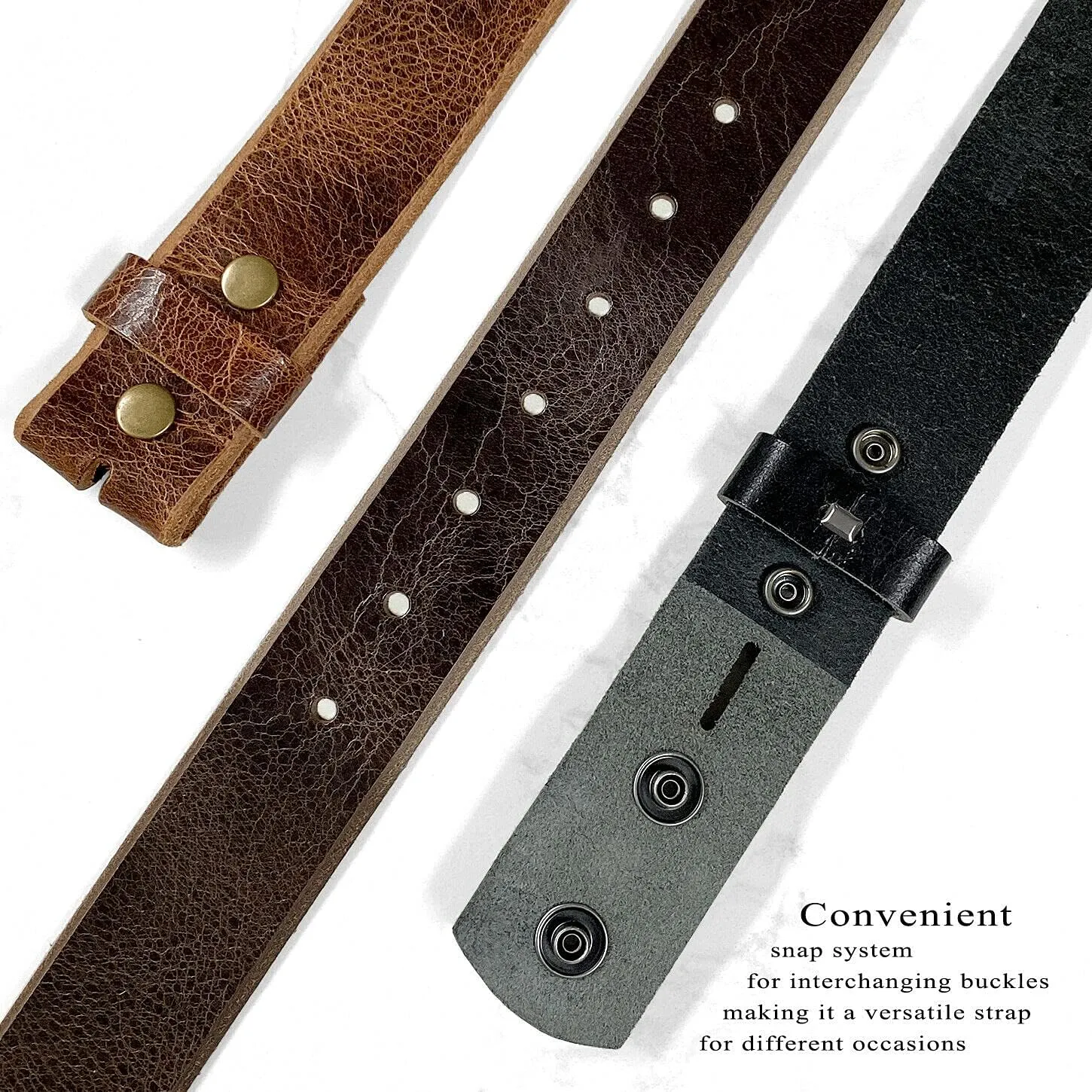 BS304 Genuine Full Grain Vintage Leather Belt Strap or Belt with Buckle_1-1/2"(38mm) wide