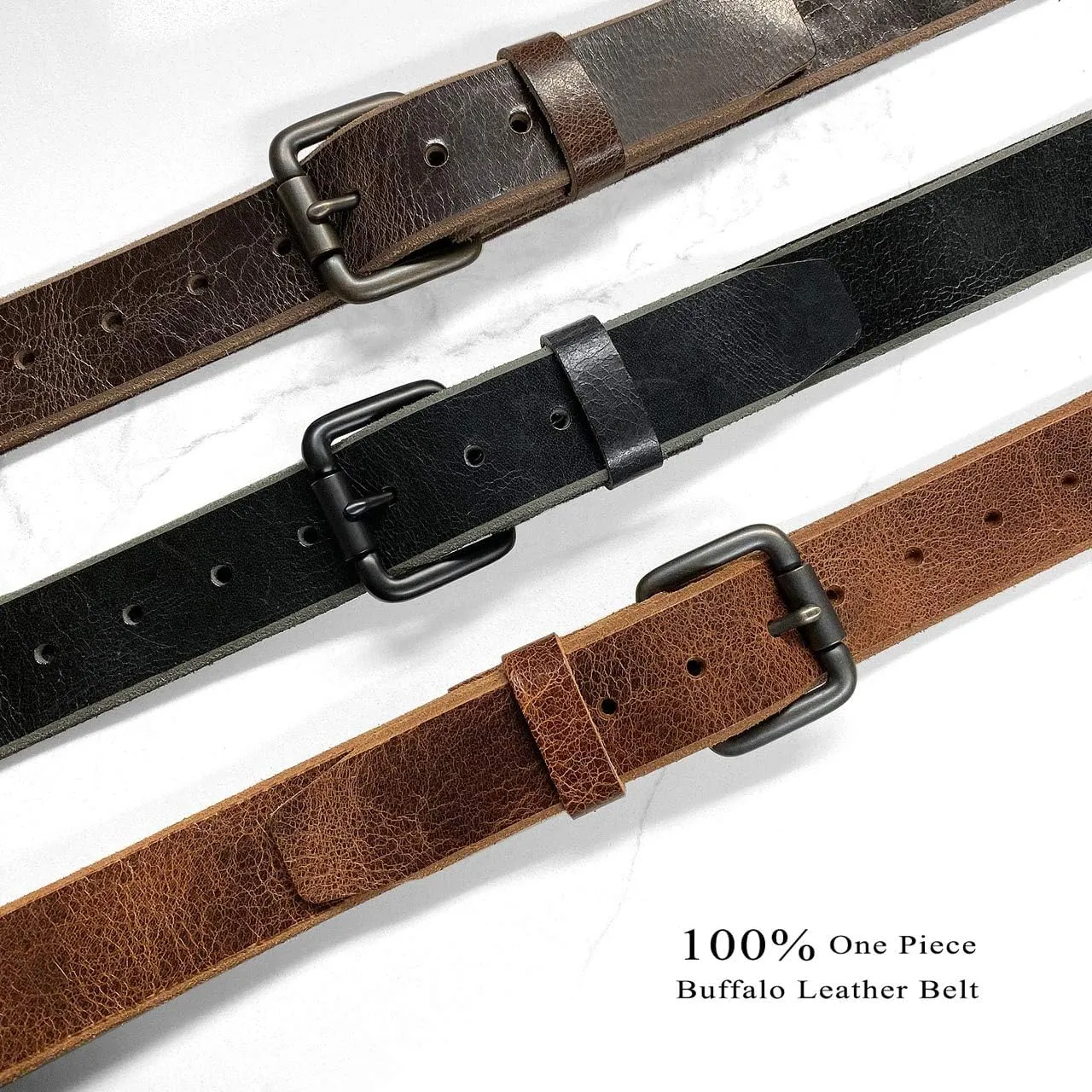 BS304 Genuine Full Grain Vintage Leather Belt Strap or Belt with Buckle_1-1/2"(38mm) wide