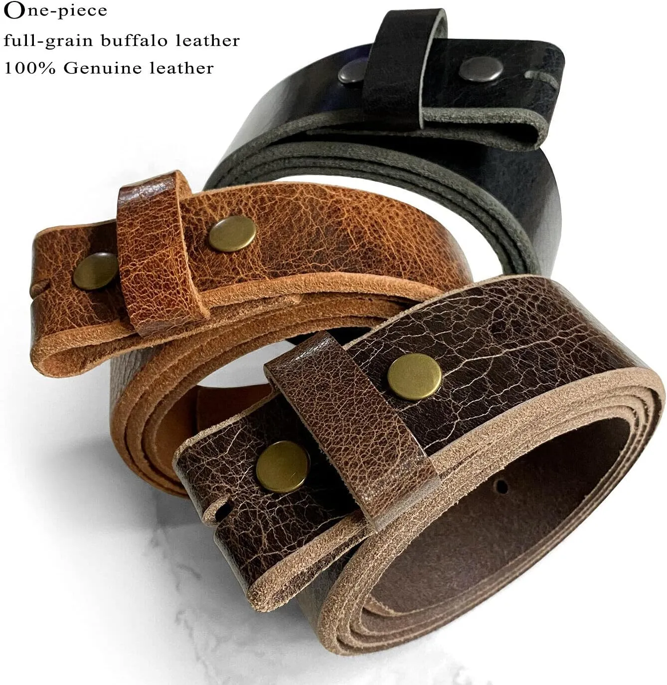 BS304 Genuine Full Grain Vintage Leather Belt Strap or Belt with Buckle_1-1/2"(38mm) wide