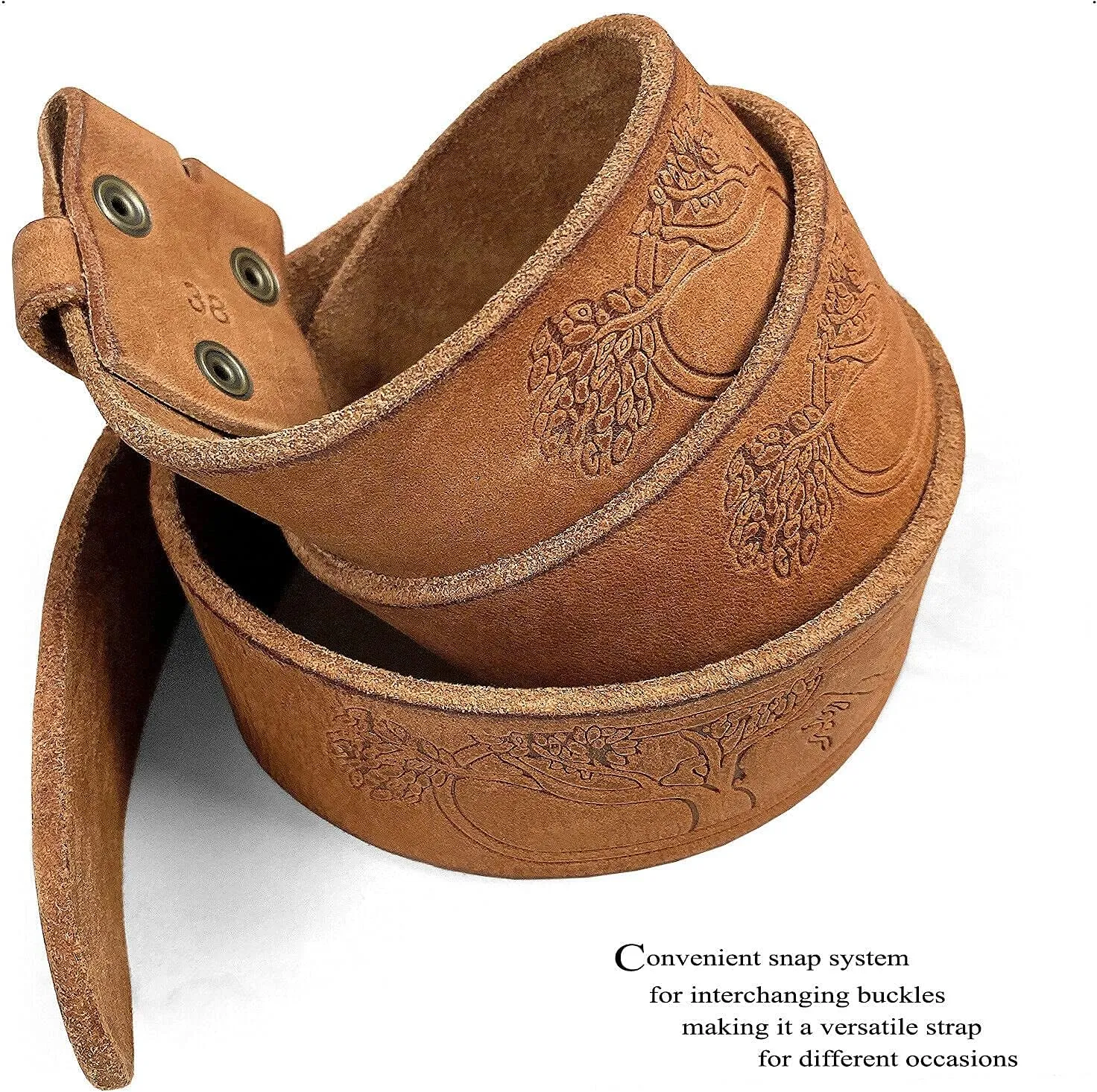 BS60 Tree of Life Embossed Genuine Full Grain Leather Casual Jean Belt Strap or Belt 1-3/4"(45mm) Wide, Multi Options