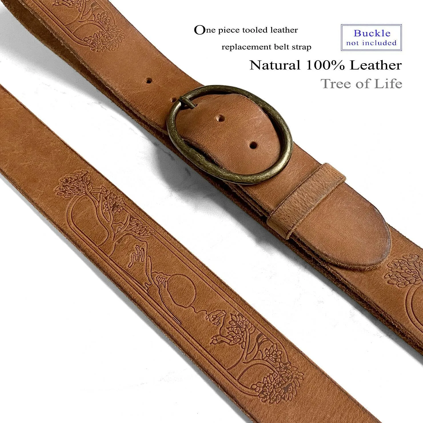 BS60 Tree of Life Embossed Genuine Full Grain Leather Casual Jean Belt Strap or Belt 1-3/4"(45mm) Wide, Multi Options