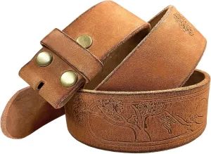 BS60 Tree of Life Embossed Genuine Full Grain Leather Casual Jean Belt Strap or Belt 1-3/4"(45mm) Wide, Multi Options
