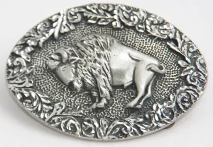 Buffalo belt buckle, pewter. Made in USA