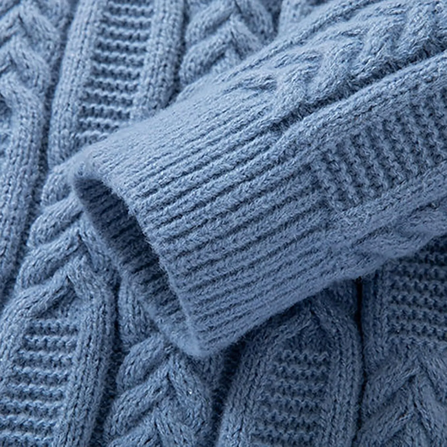 Cable Knit Sweaters for Men Turtleneck Long Sleeve Pullover Sweater Slim Fit Knitted Sweatshirts Winter Warm Coat Top