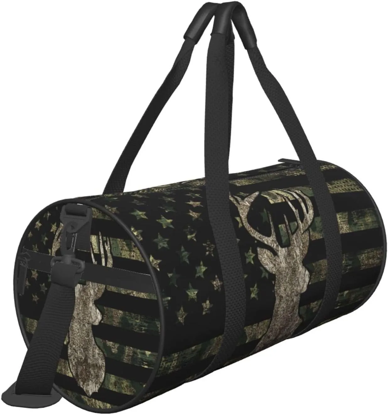 Camo Camouflage American Flag Hunting Deer Foldable Duffle Bag For Women - Workout Bag For Gym Men - Boy Gym Bag - Girls Small Weekender Duffel Bag - Packable Luggage Bag For Travel Sports