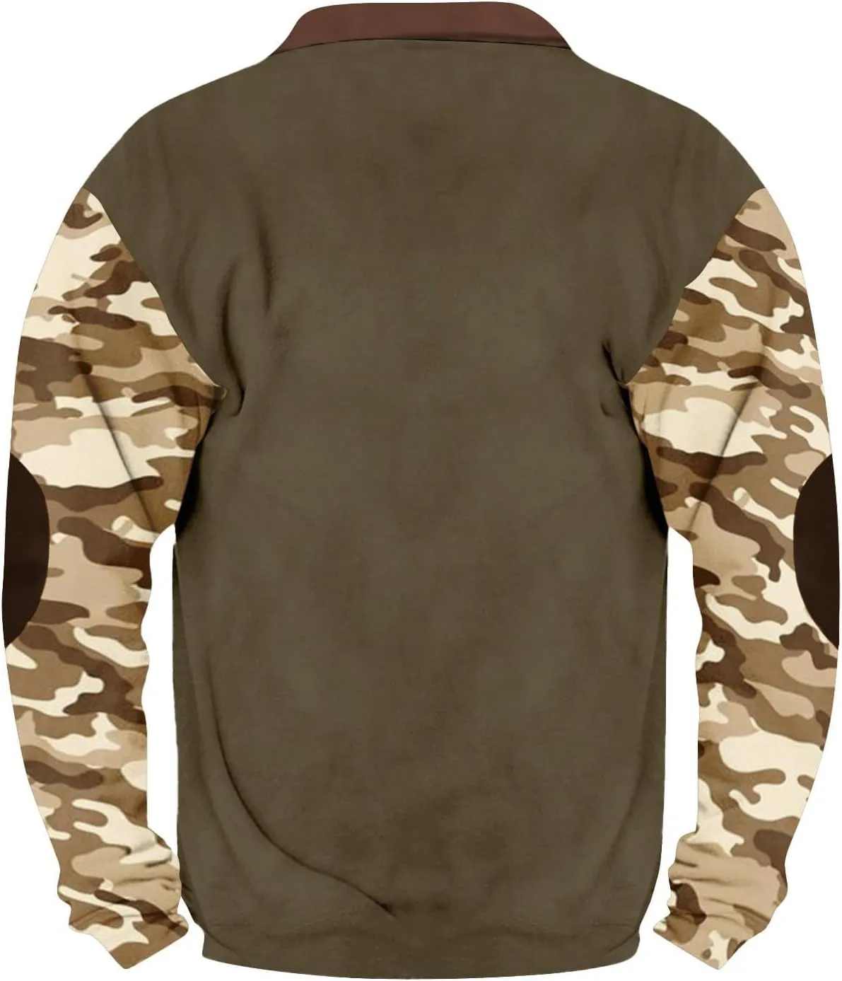 Camo Sweatshirts for Men Quarter Zip Raglan Sleeve Henley Neck Camouflage Vintage Western Pullover Tactical Shirts